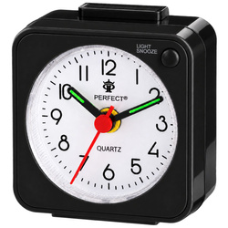 Budzik Perfect BB05508 czarny mały 5,7 cm podświetlenie drzemka