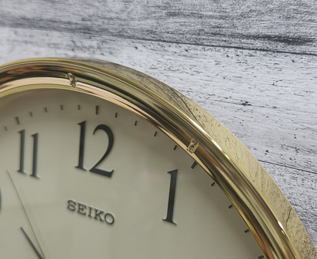 Zegar ścienny SEIKO QXA417G 31 cm złoty cichy mechanizm