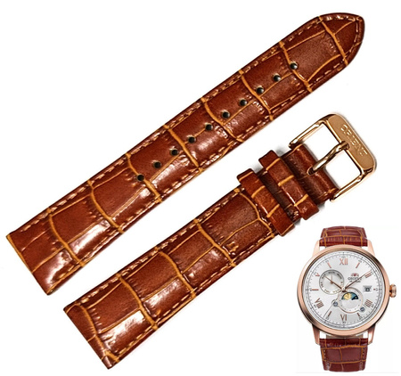 Pasek do zegarka Orient Bambino UL002016P0 21 mm brązowy