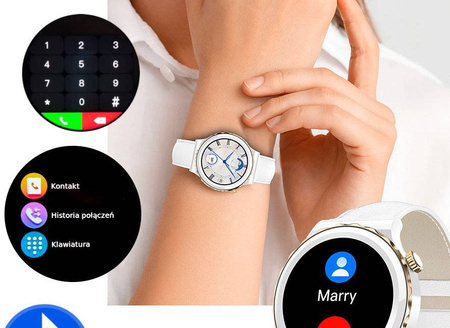 SmartWatch Rubicon RNCE92 damski biały srebrny bransoleta BT Call