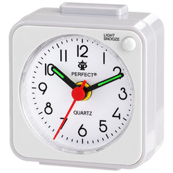 Budzik Perfect BB05508 biały mały 5,7 cm podświetlenie drzemka