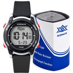 Zegarek Xonix BAZ-007 młodzieżowy elektroniczny czarny srebrny