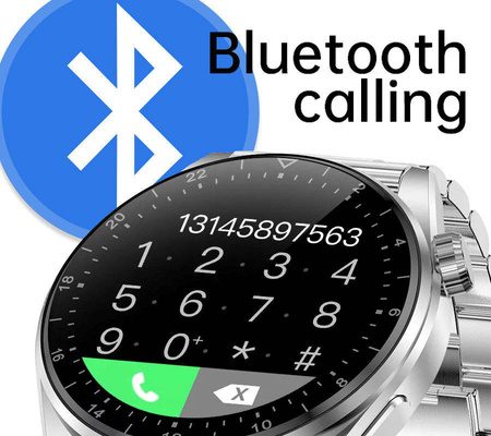 SmartWatch Rubicon RNCE78 czarna koperta, czarny skórzany i silikonowy pasek, BT Call