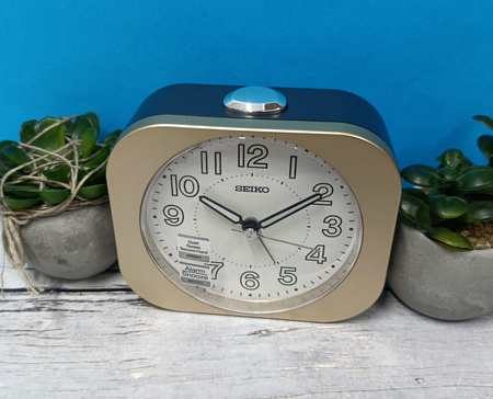 Budzik Seiko QHE206G 11x10 cm złoty matowy