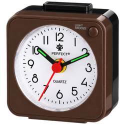 Budzik Perfect BB05508 brązowy mały 5,7 cm podświetlenie drzemka