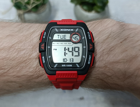 Zegarek Xonix DBI-003 męski elektroniczny czerwony 43 mm