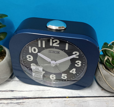 Budzik Seiko QHE206L 11x10 cm niebieski matowy