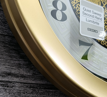 Zegar ścienny SEIKO QXA859G 37 cm złoty świecący