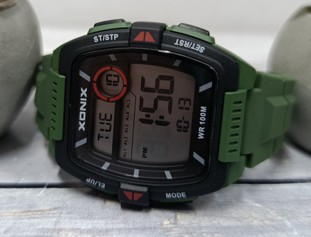 Zegarek Xonix DBI-004 męski elektroniczny zielony 43 mm